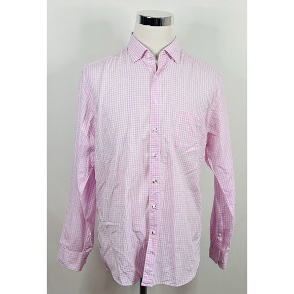 Rodd & Gunn Large Sports Fit Shirt Pink White Plaid 100% Cotton Button Down - Picture 2 of 5